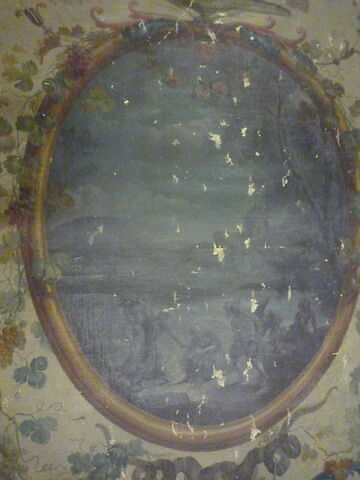 Panneau : L'Automne, d'une suite de 4 pièces ornées de médaillons en grisaille illustrant les Quatre saisons, image 3/4