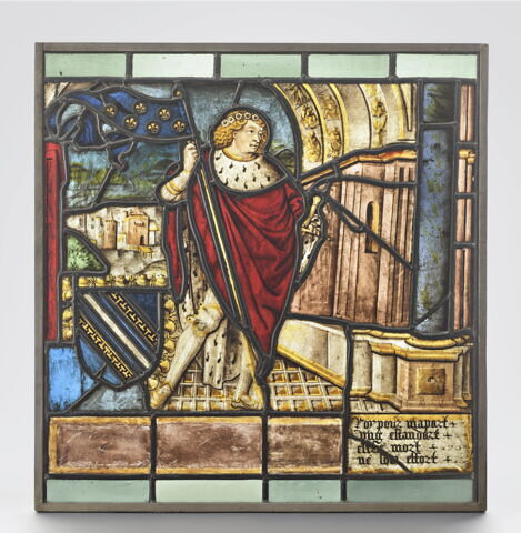 Vitrail rectangulaire polychrome : le Comte de Champagne de Charles VII, image 2/3