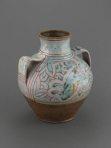 Grand vase ovoïde à deux anses : un sanglier et un chien courant, image 2/7