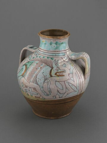 Grand vase ovoïde à deux anses : un sanglier et un chien courant, image 3/7