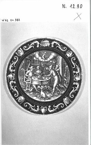 Assiette : Le Mois de janvier, d'un ensemble de neuf assiettes, Les Mois (N 1290 à N 1298), image 3/4