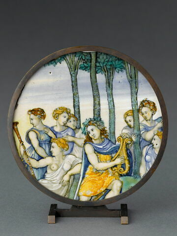 Fond de plat : Apollon et les Muses sur le Mont Parnasse