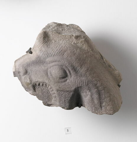 Fragment de relief : tête de dragon-serpent