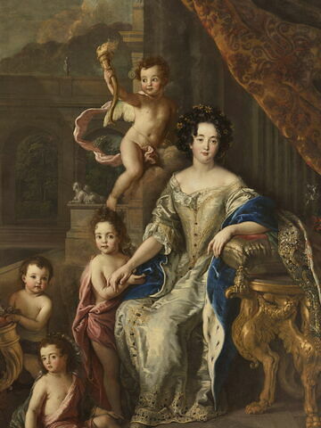 Portrait d'Anne de Bavière, princesse palatine, princesse de Condé, avec ses enfants Marie-Thérèse, Louis, Anne et Henri