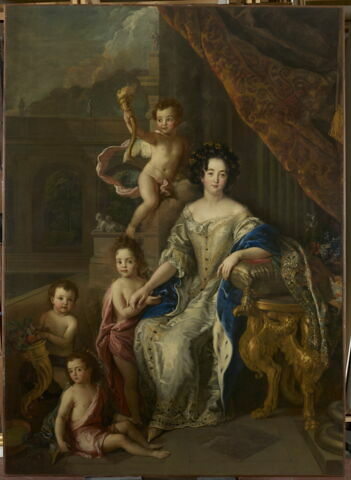 Portrait d'Anne de Bavière, princesse palatine, princesse de Condé, avec ses enfants Marie-Thérèse, Louis, Anne et Henri