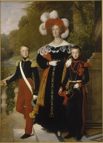 La Reine Marie Amélie, le duc d'Aumale et le duc de Montpensier