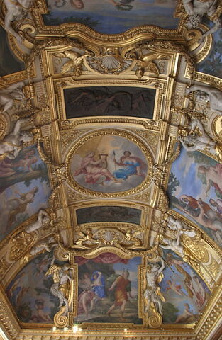 Plafond : Salle des Saisons -Apollon et Marsyas, au dessus de la corniche, côté ouest, image 5/6