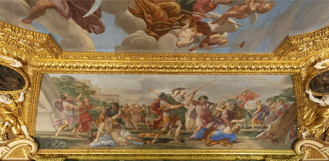 Plafond : Salle de Septime Sévère - L'enlèvement des Sabines, au dessus de la corniche, côté ouest,, image 2/22