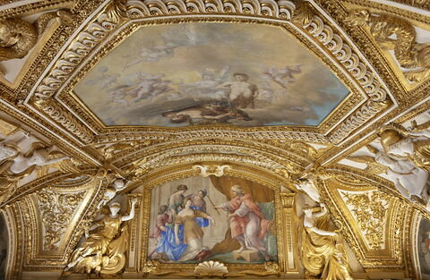 Plafond : Salle des Antonins - Esther et Assuérus, au dessus de la corniche, côté sud,, image 2/4