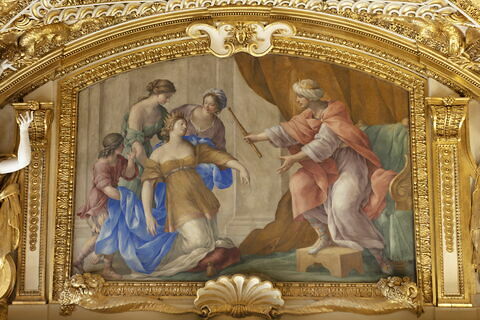Plafond : Salle des Antonins - Esther et Assuérus, au dessus de la corniche, côté sud,, image 3/4