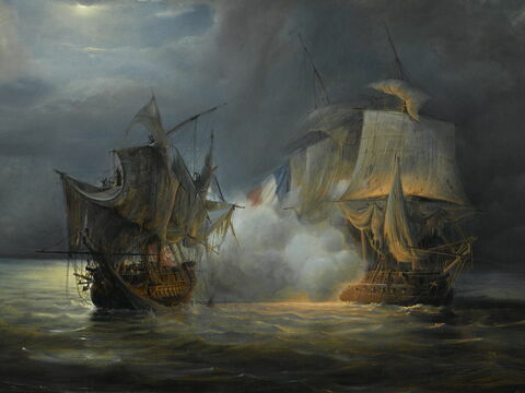 Combat de la frégate française La Vénus contre la frégate anglaise Le Ceylan, 17 septembre 1809, image 2/2