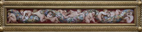 Plafond (quatre compartiments périphériques) : Deux figures allégoriques (La Vérité ; La Philosophie) et deux frises d'enfants jouant avec une guirlande de fleurs, image 3/7