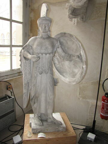 statue ; Tirage d'une statue d'Athéna du temple d'Athéna Aphaïa à Egine