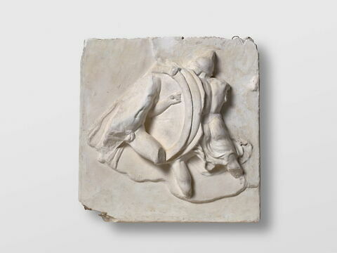 plaque de frise ; Tirage d’un relief représentantle combat entre les Grecs et les Perses