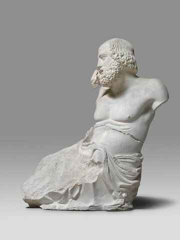 décor architectural ; statue  ; Tirage de la figure N du fronton est du temple de Zeus à Olympie, dite "Devin".
