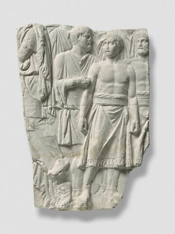Tirage de la partie inférieure d’une plaque de la colonne Trajane représentant un groupe de Daces, image 1/2