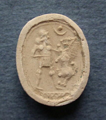 Tirage d'une empreinte d'intaille représentant un roi aux prises avec un lion, image 1/1