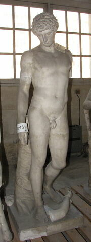 statue  ; Fragment de tirage de statue d'Antinoüs dite "du Capitole", ou "Albani"