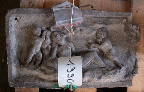 couvercle de sarcophage ; Tirage d’un relief avec Pan, une nymphe et Éros