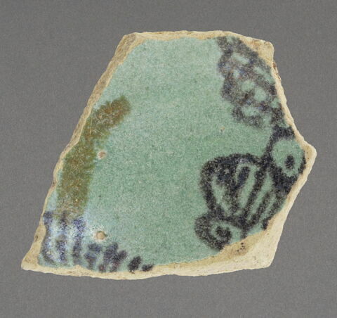 Tesson de coupe à décor brun et vert, image 1/1