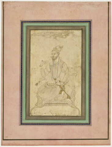Portrait d'Ibrahim Adil Shah II (r. 1580-1627) de Bijapur en trône