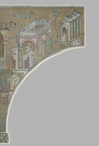 Panneau écoinçon avec un pavillon, relevé des mosaïques de la Grande Mosquée de Damas, image 7/7
