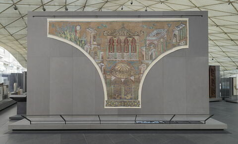 Panneau écoinçon avec un pavillon, relevé des mosaïques de la Grande Mosquée de Damas, image 2/7