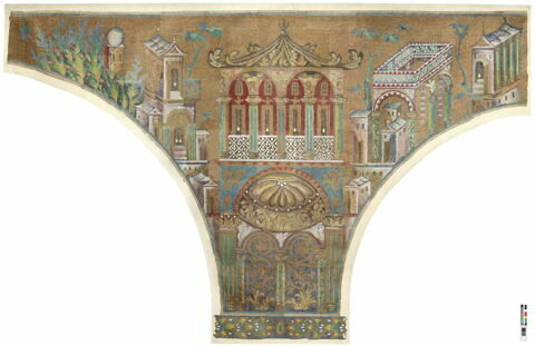 Panneau écoinçon avec un pavillon, relevé des mosaïques de la Grande Mosquée de Damas, image 2/8