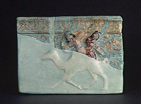 Carreau représentant Bahram Gur et Azadeh à dos de chameau, image 2/2