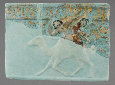 Carreau représentant Bahram Gur et Azadeh à dos de chameau