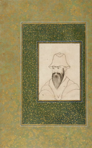 Homme en buste, peut-être un derviche (page d'album), image 1/2