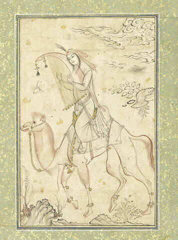 Azadeh jouant de la harpe à dos de chameau (page d'album), image 4/5