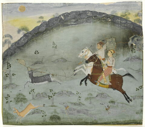 Le Sultan Amar Singh et un prince (?) chassant la gazelle, image 2/5