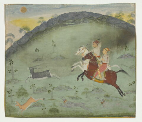 Le Sultan Amar Singh et un prince (?) chassant la gazelle