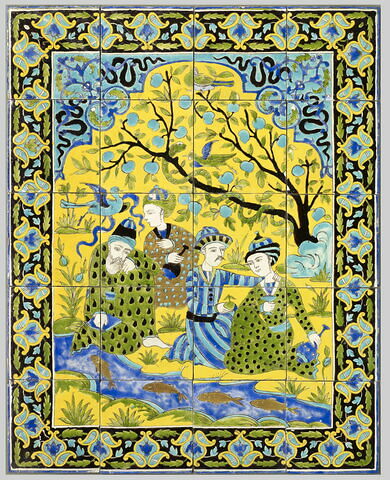 Panneau de revêtement mural : personnages masculins au bord d'un ruisseau
ou : Panneau aux quatre mystiques, image 1/11
