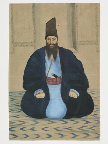 Portrait de Mirza aqa Khan Nuri Sadr A'zam (?) assis