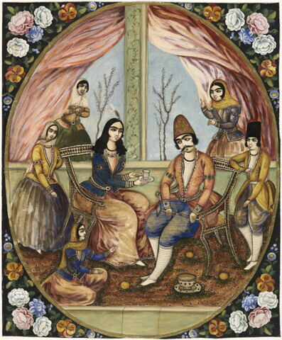 Couple et serviteurs dans un intérieur, image 1/2