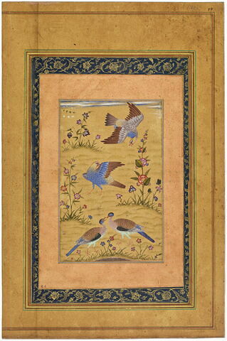 Oiseaux parmi des fleurs (page d'album)