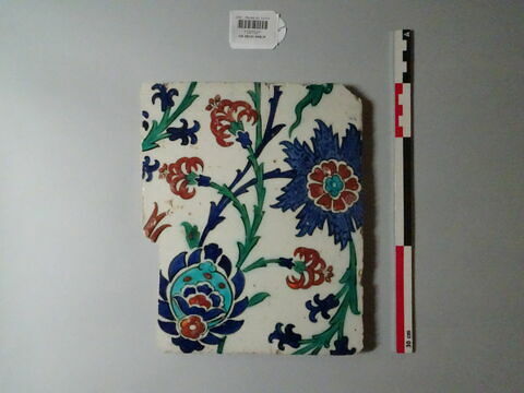 Carreau aux tiges ondulantes, fleurs saz épanouies, quatre fleurs et fleur feuillue, image 1/1
