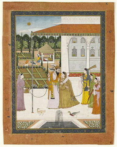 Le raja Singh de Chamba et sa rani dans les jardins de Rajnagar