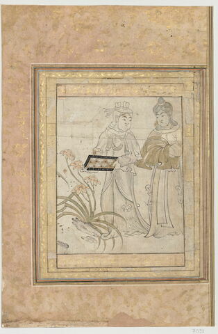 Femme et servante tenant un plateau (page d'album), image 7/9