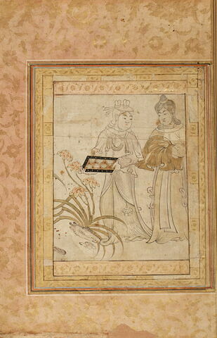 Femme et servante tenant un plateau (page d'album), image 9/9