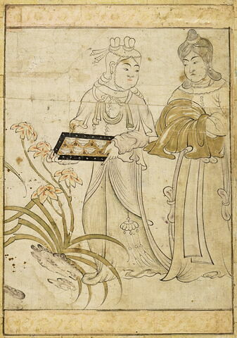 Femme et servante tenant un plateau (page d'album), image 2/9
