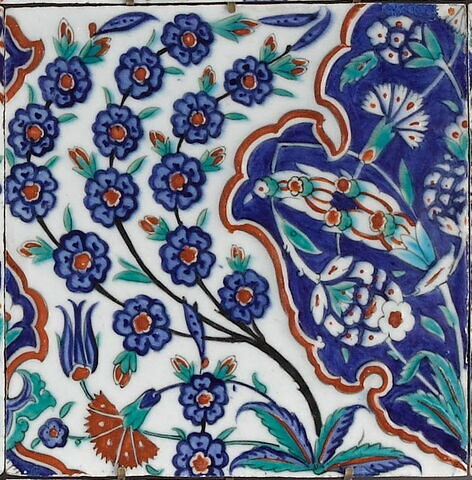 Carreau à décor de mandorles et de prunier, image 2/2