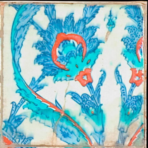 Carreau aux palmettes feuillues et aux mandorles de feuilles hanceri, image 1/1