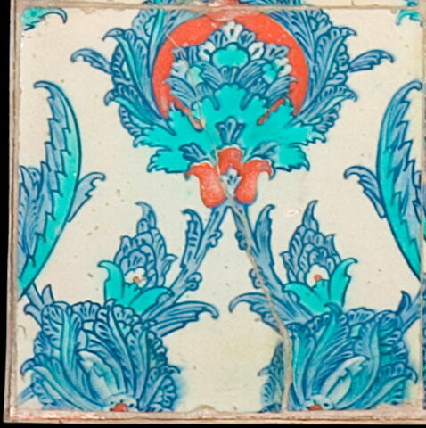 Carreau aux palmettes feuillues et aux mandorles de feuilles hanceri, image 1/2