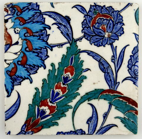 Carreau de revêtement à la grande fleur composite, à la fleur épanouie et à la feuille hanceri saz, image 1/2