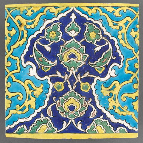 Carreau à frise de lambrequins bleu et turquoise imbriqués, image 3/4