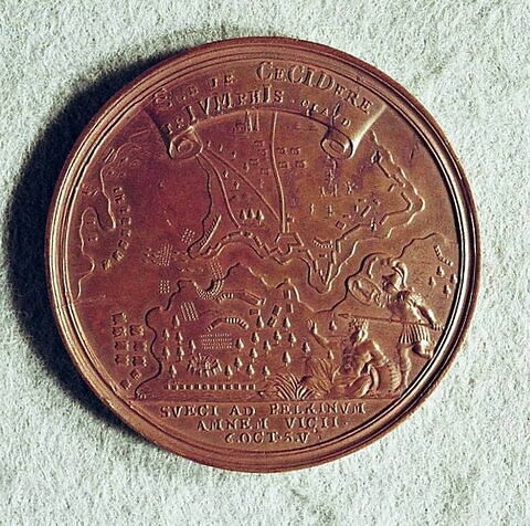 Médaille : Défaite des Suédois à Pelkin, 1713.