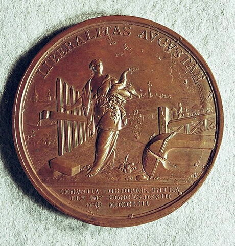 Médaille : Suppression des douanes intérieures, 1753.